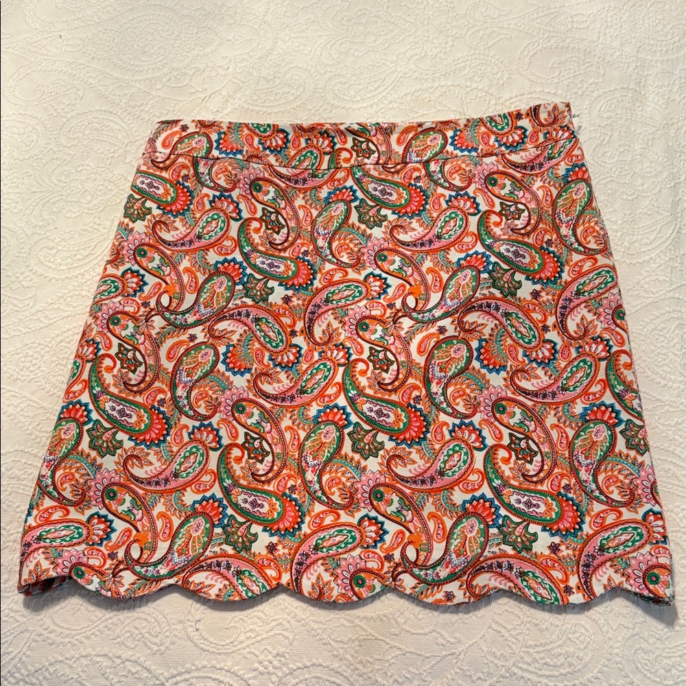 Talbots Multicolor Paisley Scalloped Mini Skirt